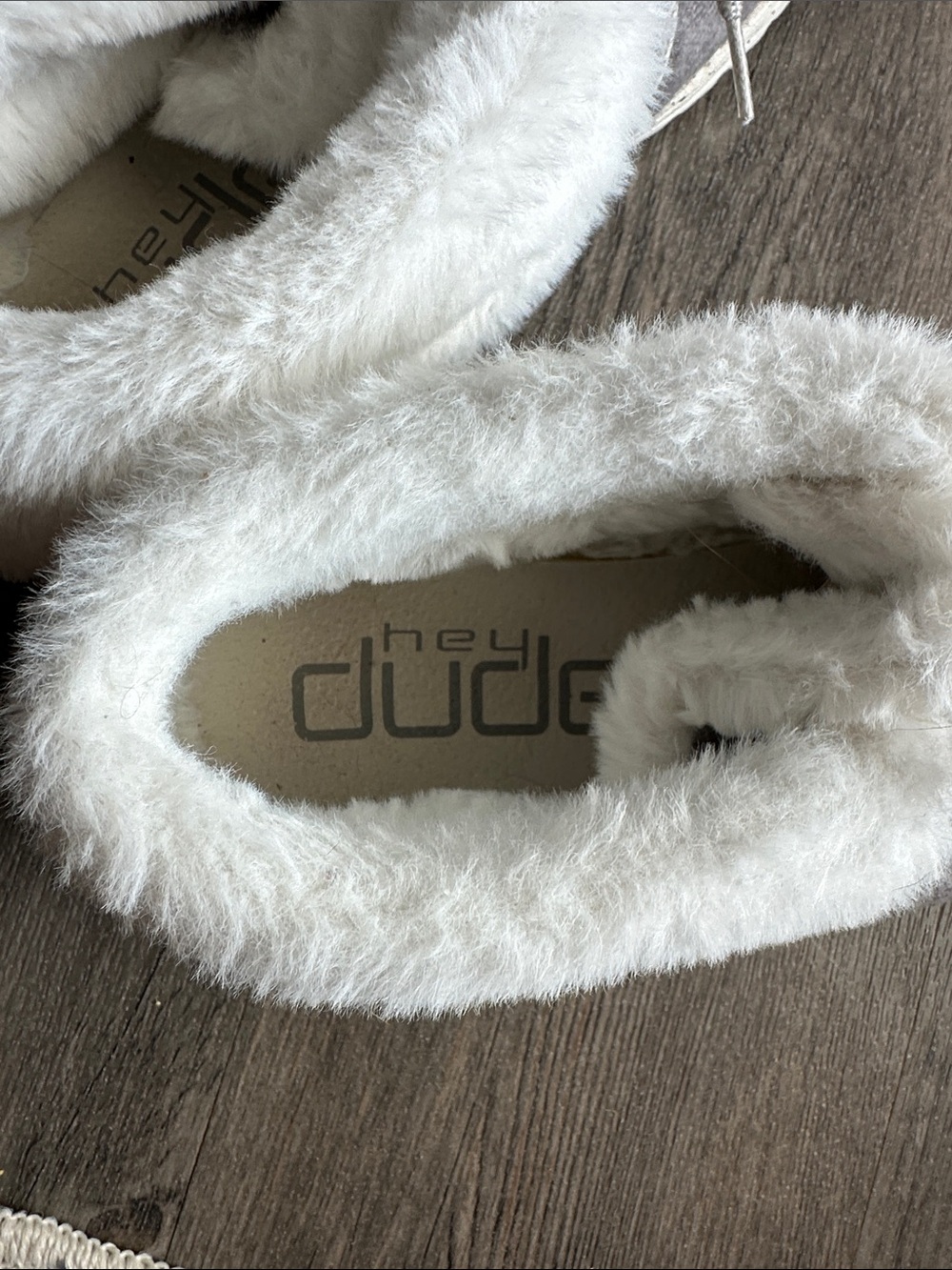 Hey Dude Gray Faux-Fur Cuff Casual Moccasins - Picture 5 of 7